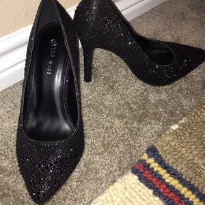 Sequin black heels